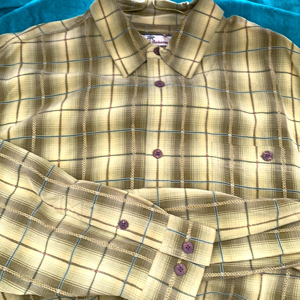 LARGE TOMMY BAHAMA 100% SILK LONG SLEEVE SHIRT